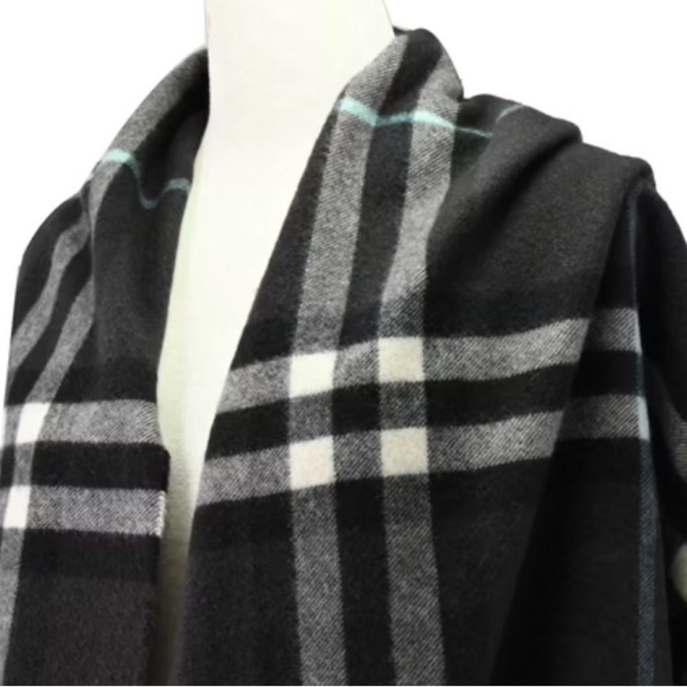 Burberry Black and White Checkered Scarf